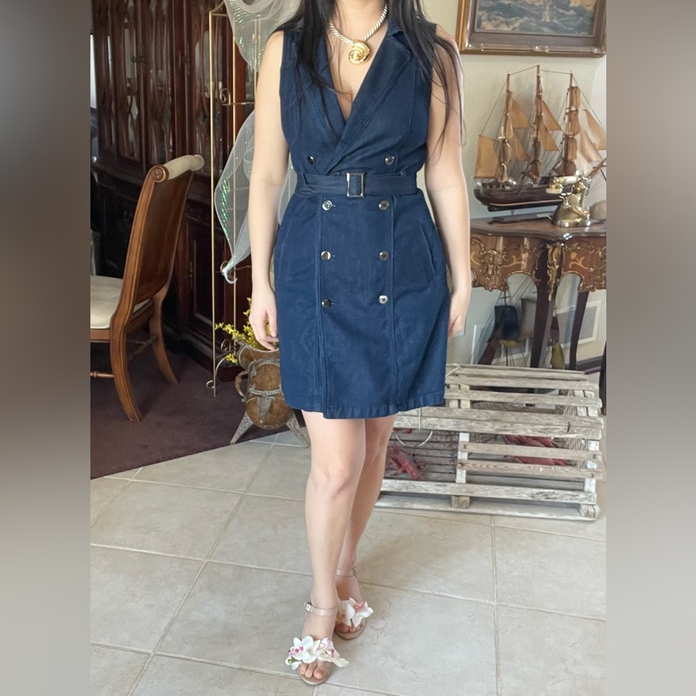 White House Black Market Navy Midi Dress